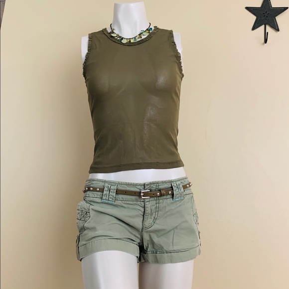 2/$20 Kenneth Cole Sheer Olive Green Tank Top - Picture 7 of 13